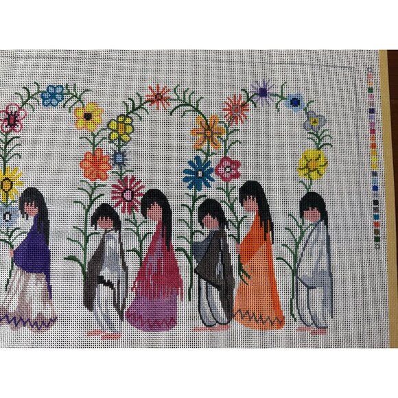 Hand-Painted Needlepoint Canvas "The Arches And The Cross" By Ted De Grazia - Picture 6 of 9